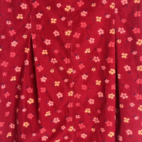 L.L. Bean Girl's Medium Red Ditsy Floral Corduroy A-Line Dress 100% Cotton - Picture 6 of 13